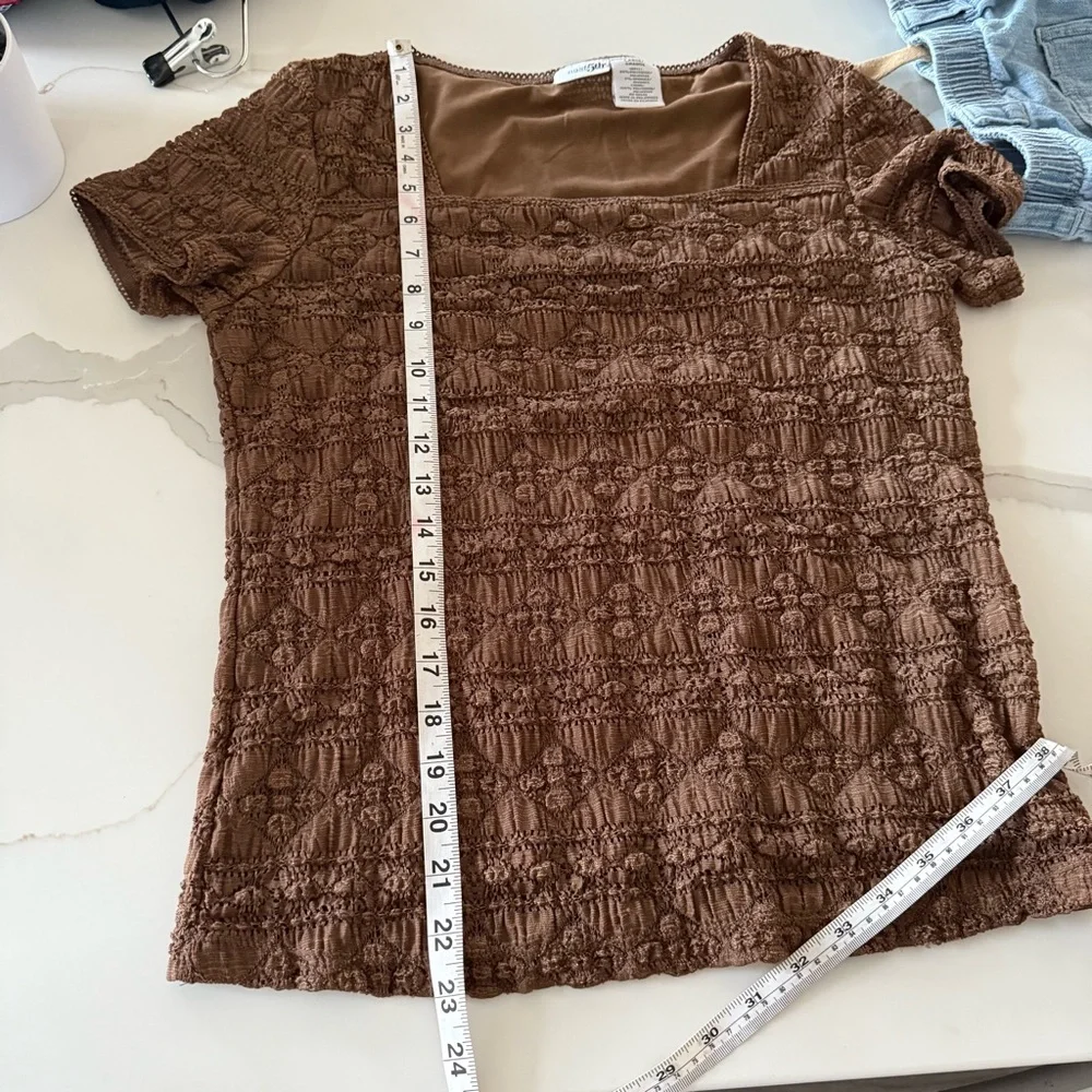 Vintage Brown Textured Blouse - Picture 12 of 12